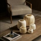 Alabaster Waxinelichthouder Rond Wit