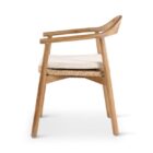 LEWIS Armstoel Teak Naturel, naturel weving incl kussen crème