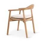 LEWIS Armstoel Teak Naturel, naturel weving incl kussen crème